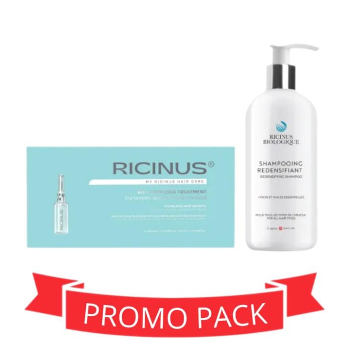 Ser Concentrat pentru indesirea si regenerarea parului (FIOLE RICINUS) + SAMPON RICINUS