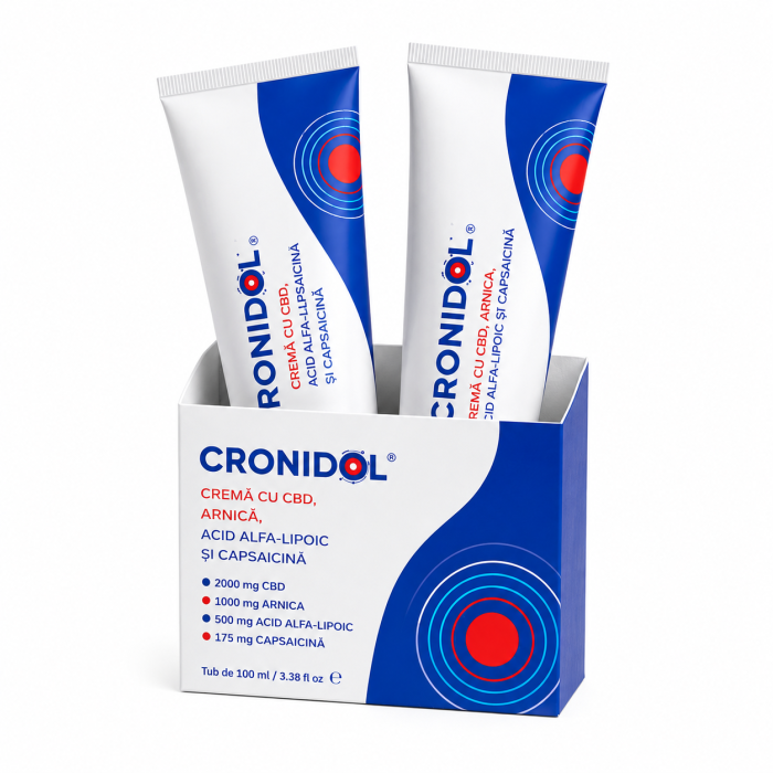 Cronidol Cremă-Gel CBD 2000 mg, prezentare cu două tuburi