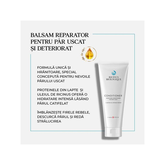 Balsam Ricinus Biologique reparator pentru par uscat si deteriorat 200ml