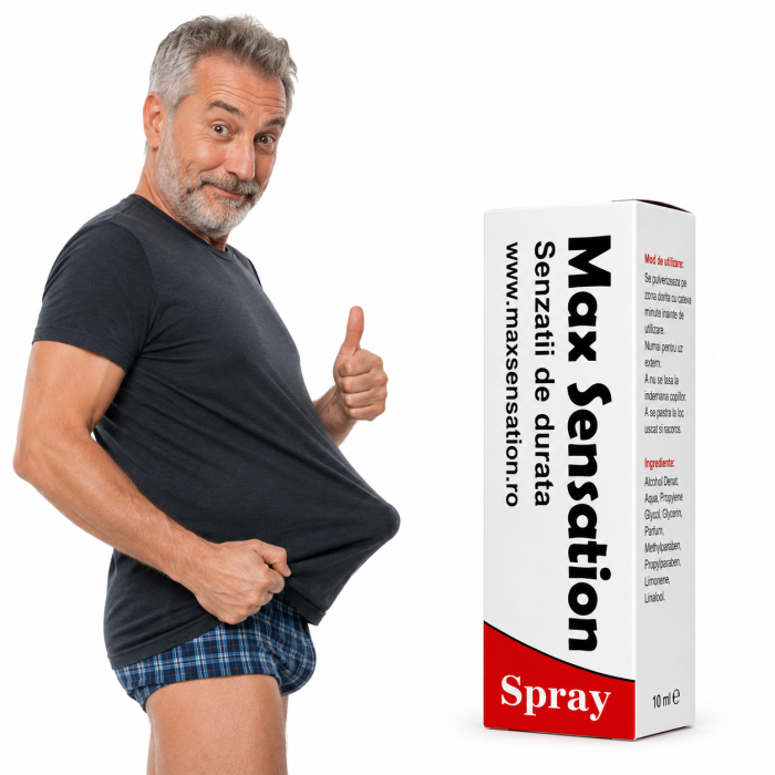 Bărbat pregătit pentru momente speciale cu Max Sensation Spray 10 ml