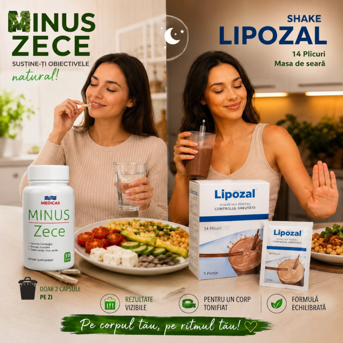 Minus Zece dimineața și Lipozal Shake seara în rutina zilnică