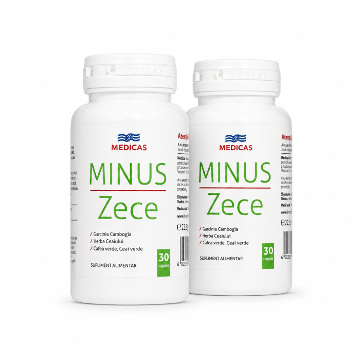 Două flacoane Minus Zece Medicas, 30 capsule